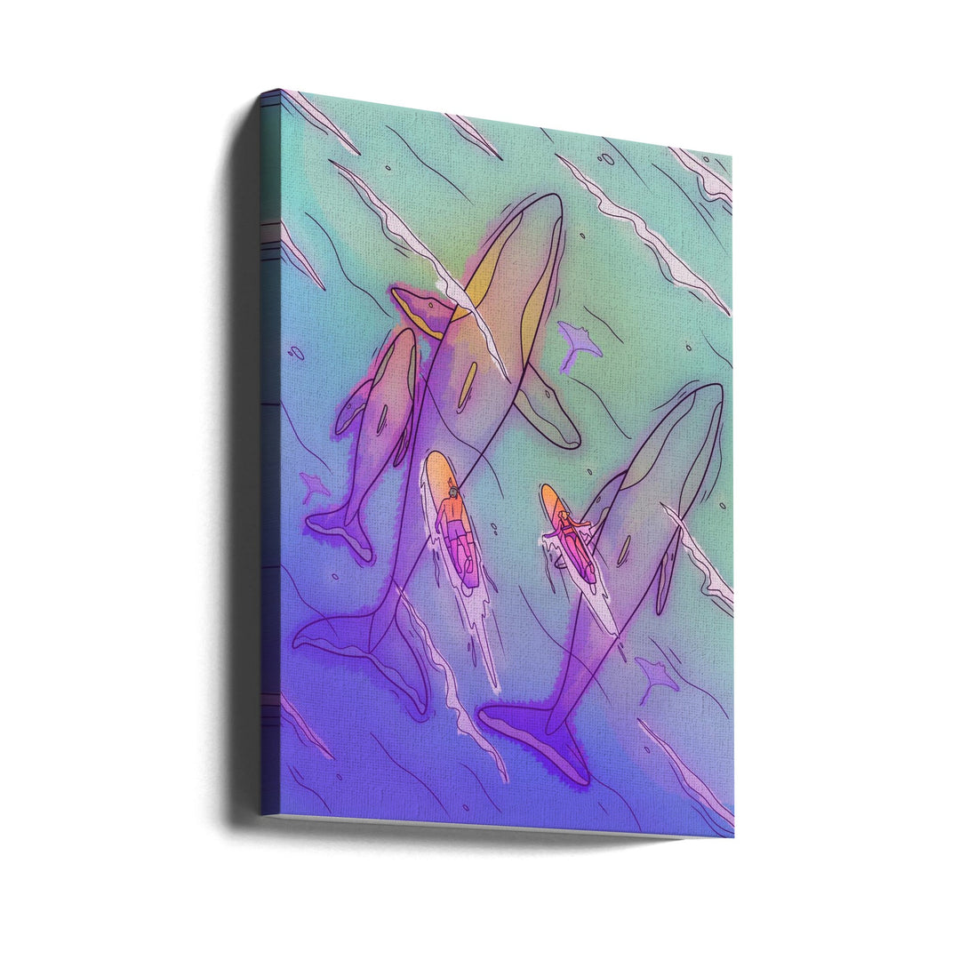 Surfing With the Whales - Stretched Canvas, Poster or Fine Art Print I Heart Wall Art
