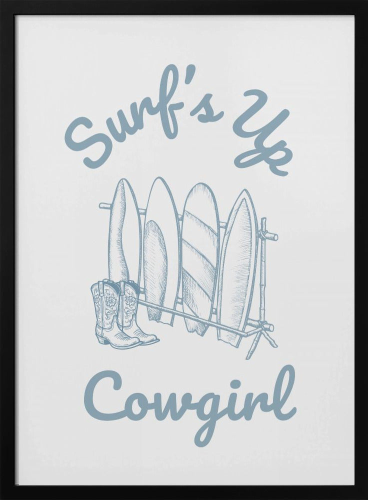 Surf's Up Cowgirl - Stretched Canvas, Poster or Fine Art Print I Heart Wall Art