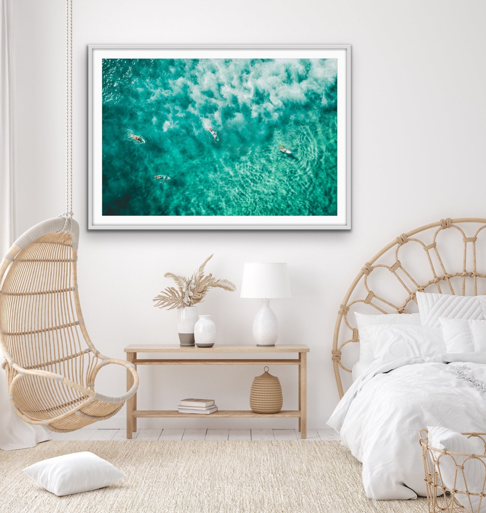 Surf's Up - Turquoise Aerial Surfing Photograph Canvas or Art Print - I Heart Wall Art