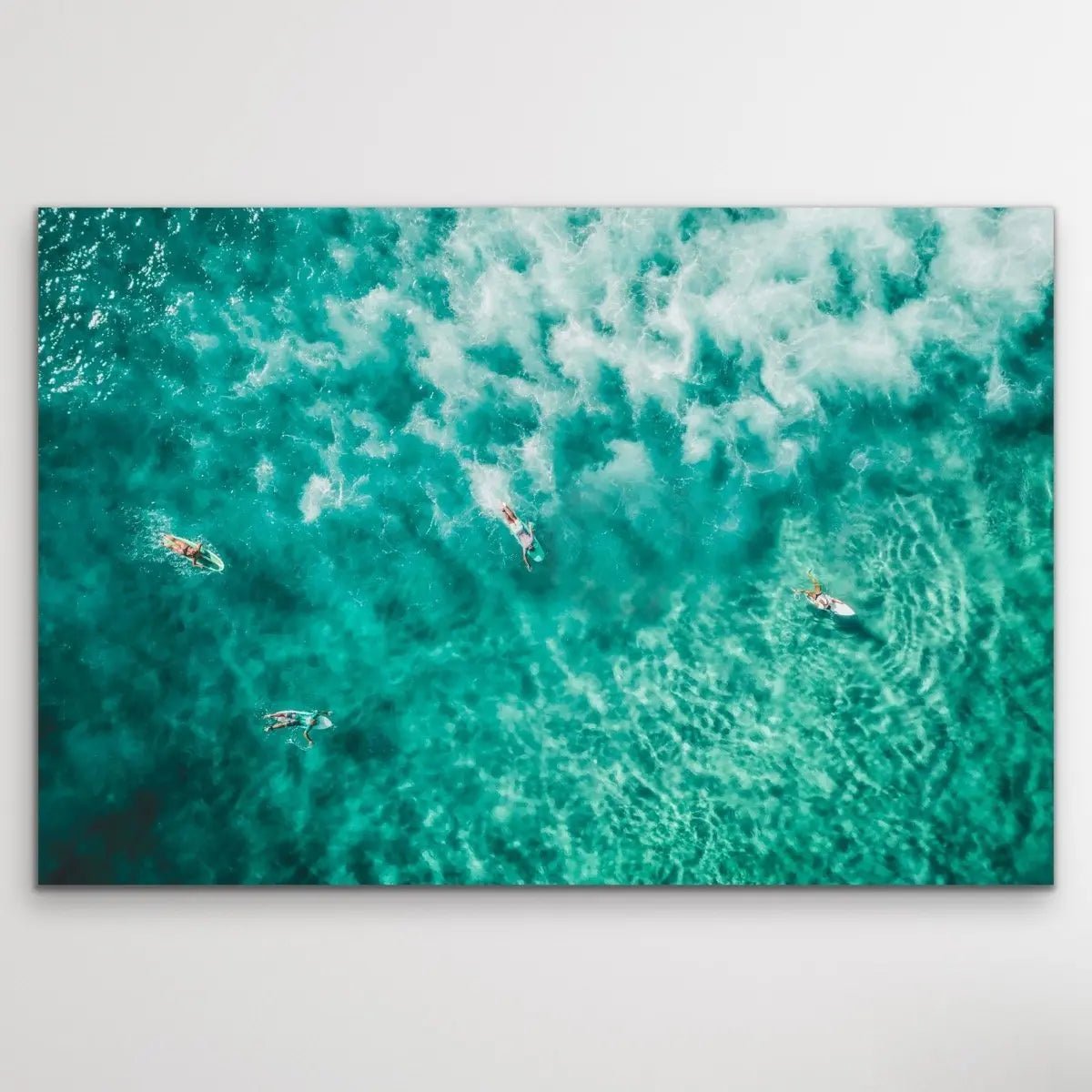 Surf's Up - Turquoise Aerial Surfing Photograph Canvas or Art Print - I Heart Wall Art - Poster Print, Canvas Print or Framed Art Print