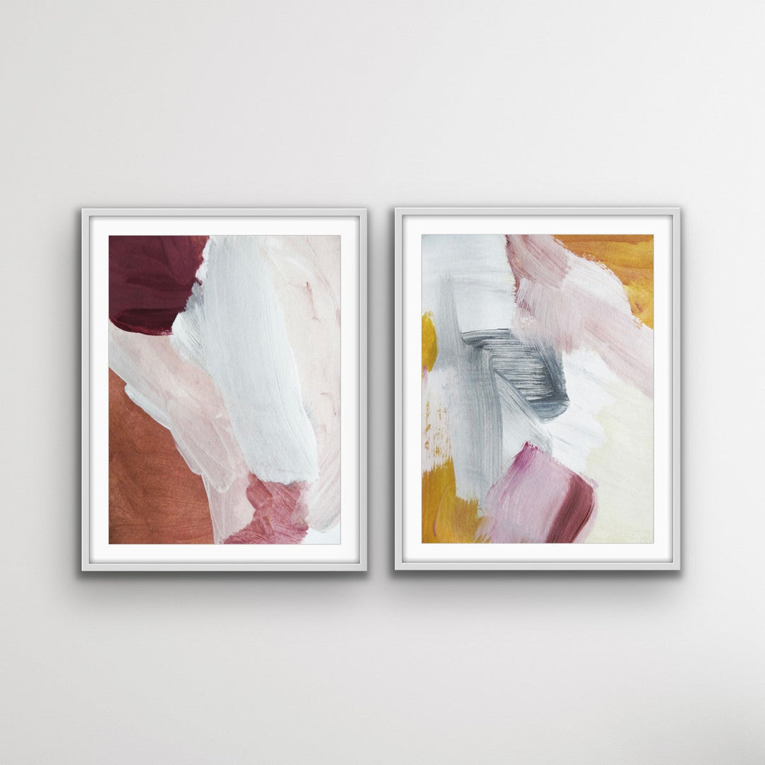Surrender Two Piece Abstract - Moroccan Boho Earthy Toned Painting Set Diptych - I Heart Wall Art