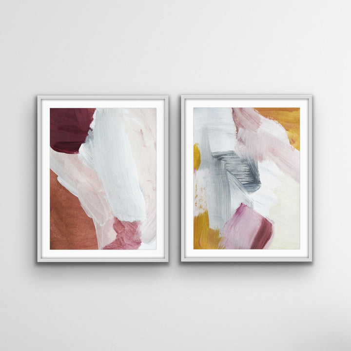 Surrender Two Piece Abstract - Moroccan Boho Earthy Toned Painting Set Diptych - I Heart Wall Art