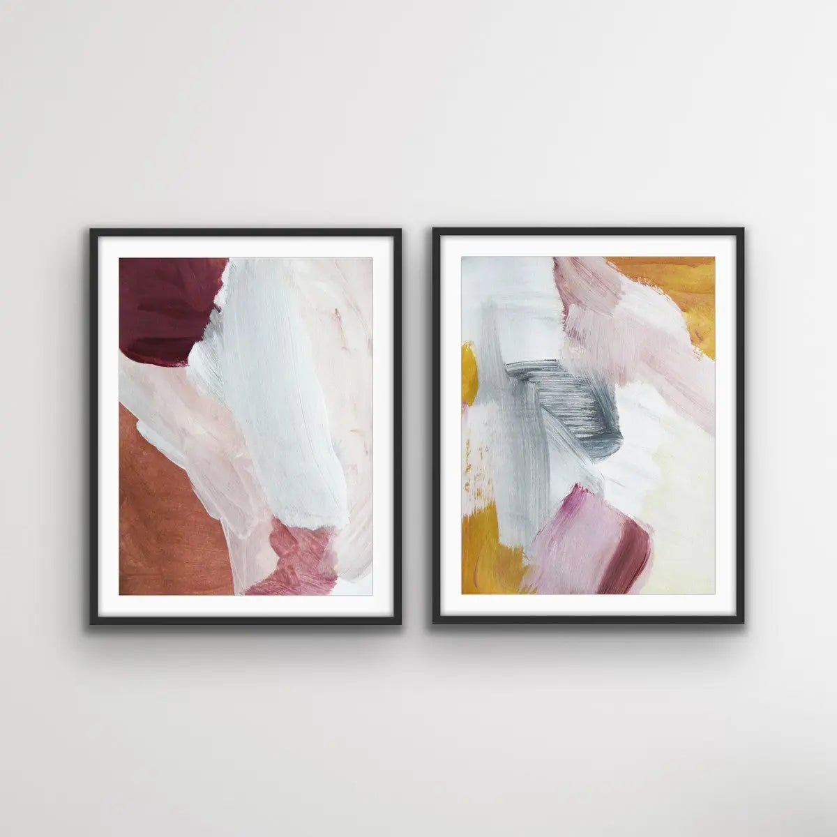 Surrender Two Piece Abstract - Moroccan Boho Earthy Toned Painting Set - I Heart Wall Art - Poster Print, Canvas Print or Framed Art Print