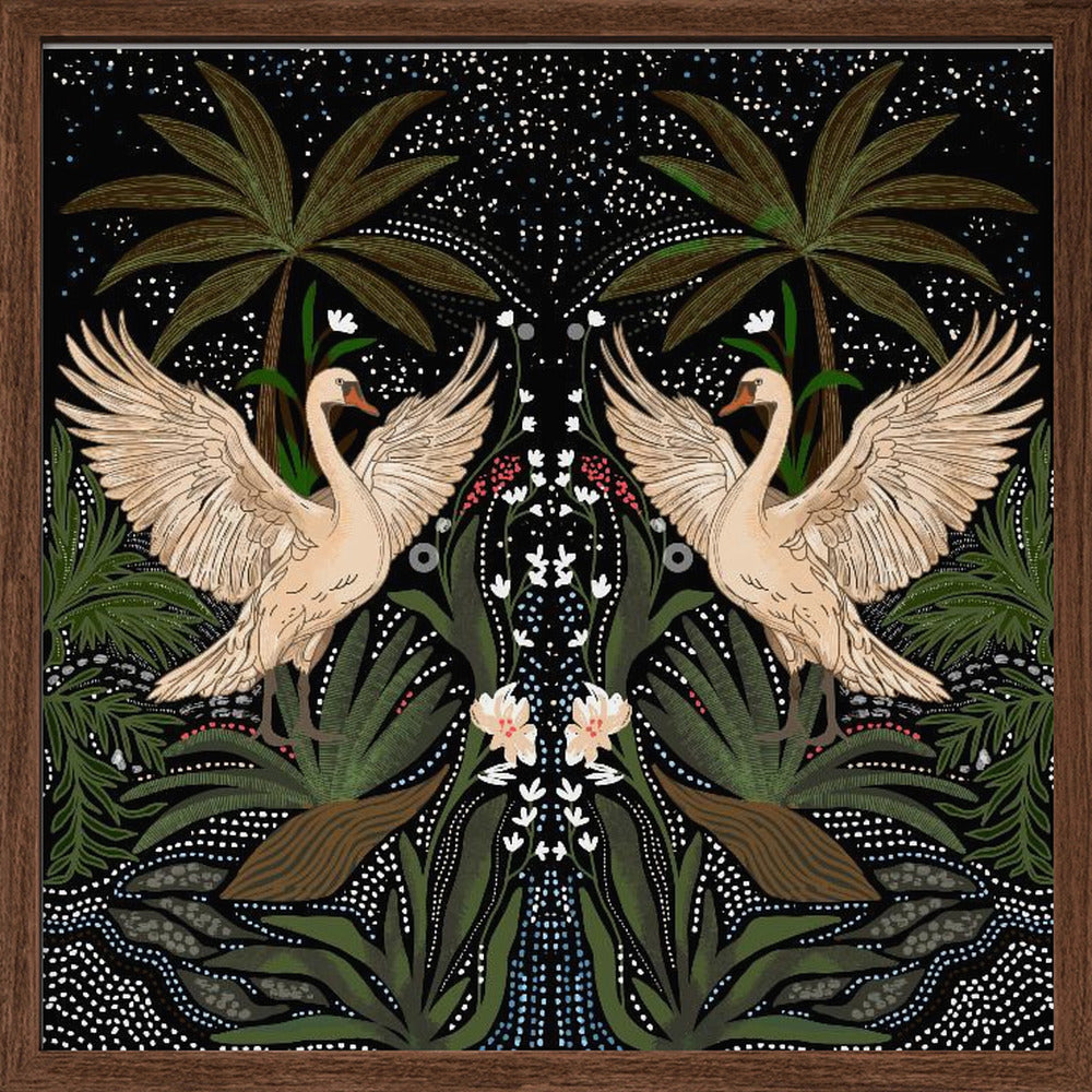 Swan Dance - Square Stretched Canvas, Poster or Fine Art Print I Heart Wall Art