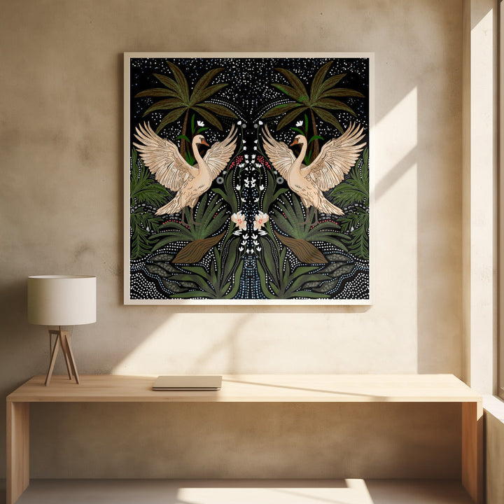 Swan Dance - Square Stretched Canvas, Poster or Fine Art Print I Heart Wall Art