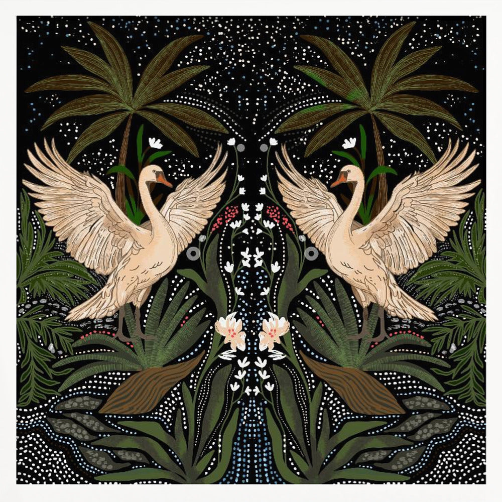 Swan Dance - Square Stretched Canvas, Poster or Fine Art Print I Heart Wall Art