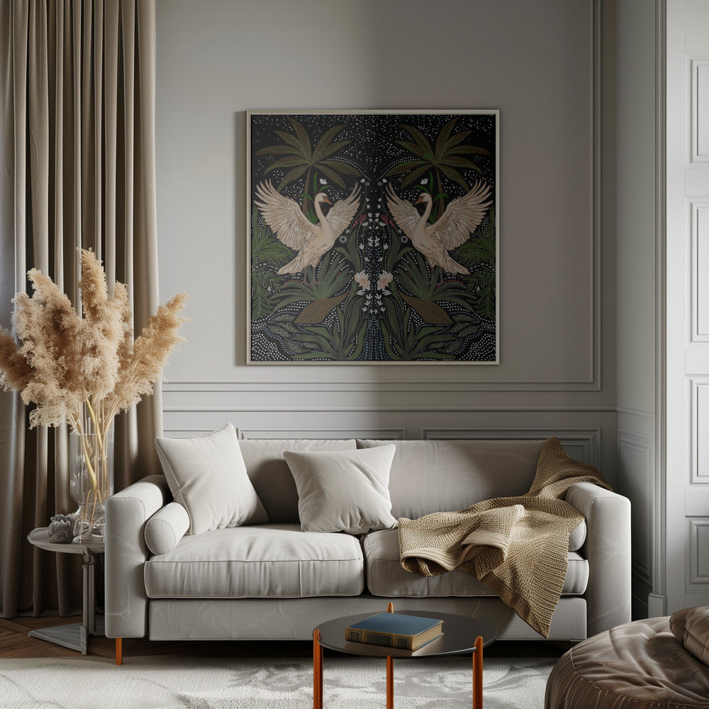 Swan Dance - Square Stretched Canvas, Poster or Fine Art Print I Heart Wall Art