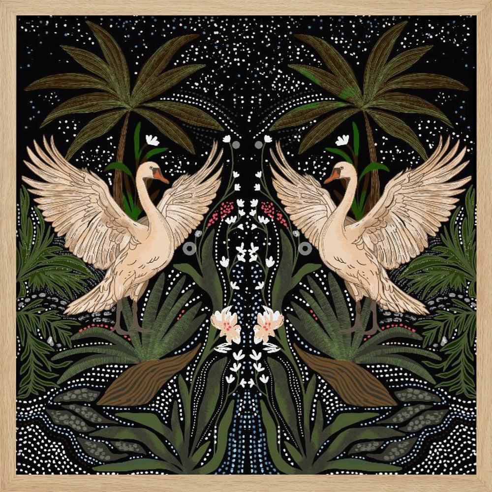 Swan Dance - Square Stretched Canvas, Poster or Fine Art Print I Heart Wall Art
