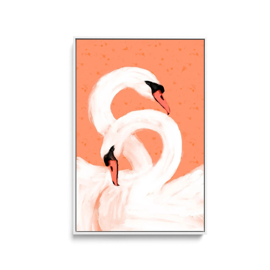 Swans By Treechild-  Pink Swan Stretched Canvas Print or Framed Fine Art Print - Artwork - I Heart Wall Art