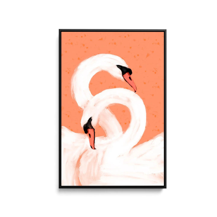 Swans By Treechild-  Pink Swan Stretched Canvas Print or Framed Fine Art Print - Artwork - I Heart Wall Art