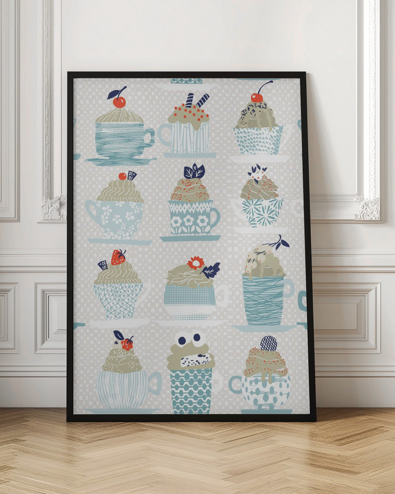 Sweet cupcakes pattern - Stretched Canvas, Poster or Fine Art Print I Heart Wall Art