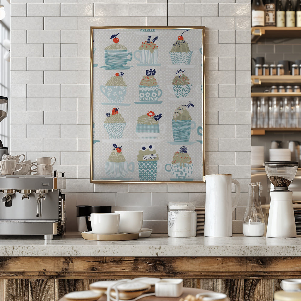 Sweet cupcakes pattern - Stretched Canvas, Poster or Fine Art Print I Heart Wall Art