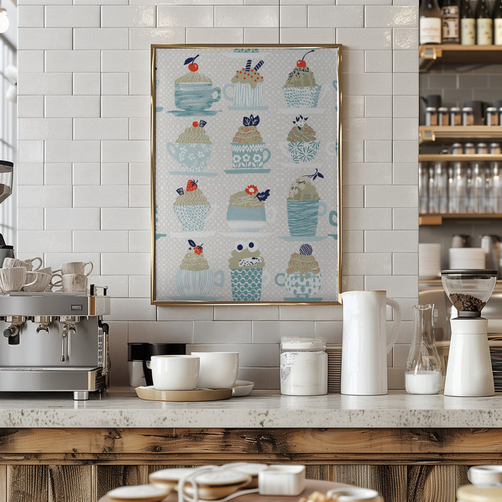 Sweet cupcakes pattern - Stretched Canvas, Poster or Fine Art Print I Heart Wall Art