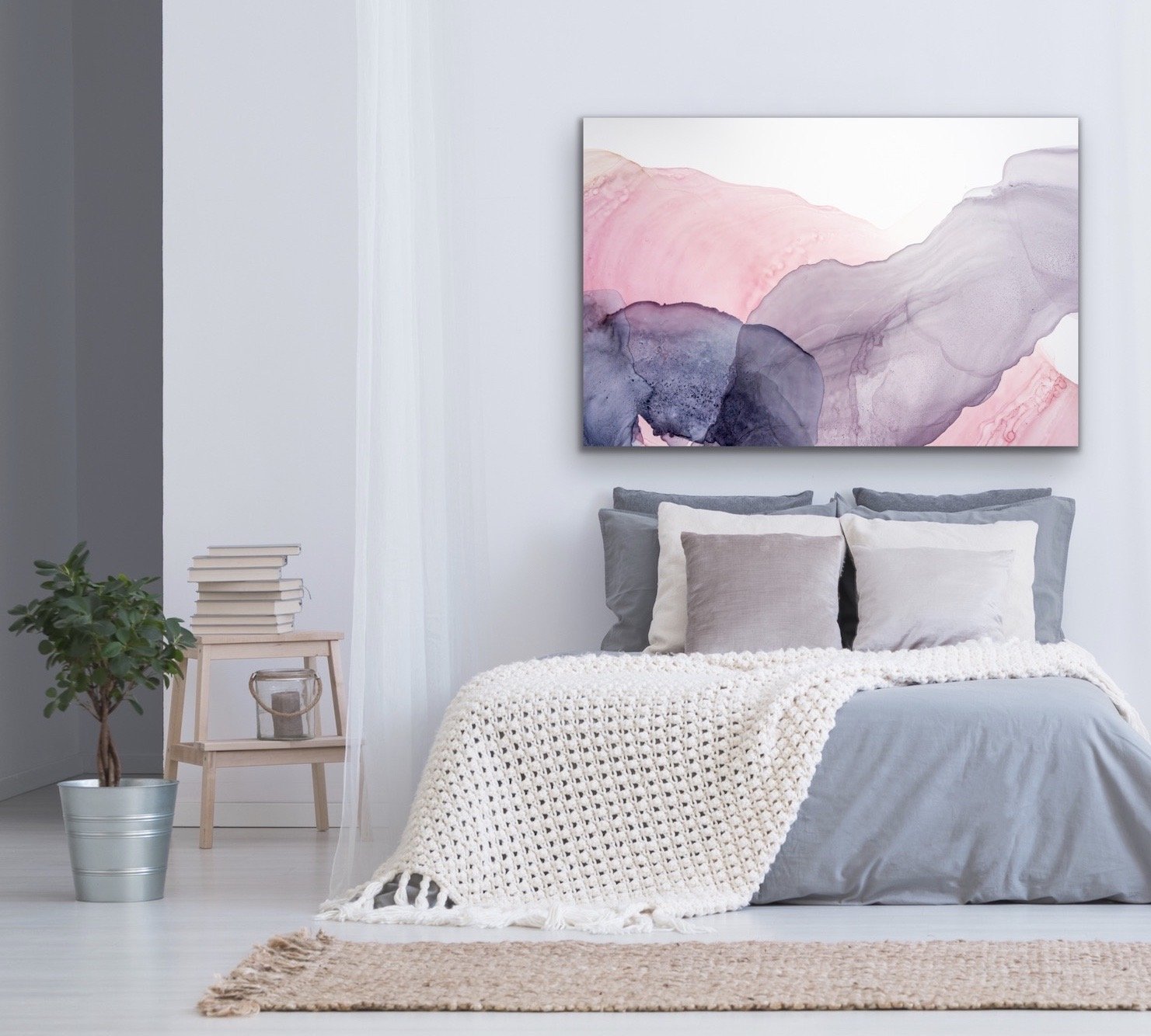 Sweet Dreams - Pink and Purple Alcohol Ink Swirl Wall Art Print  on Canvas or Paper - I Heart Wall Art