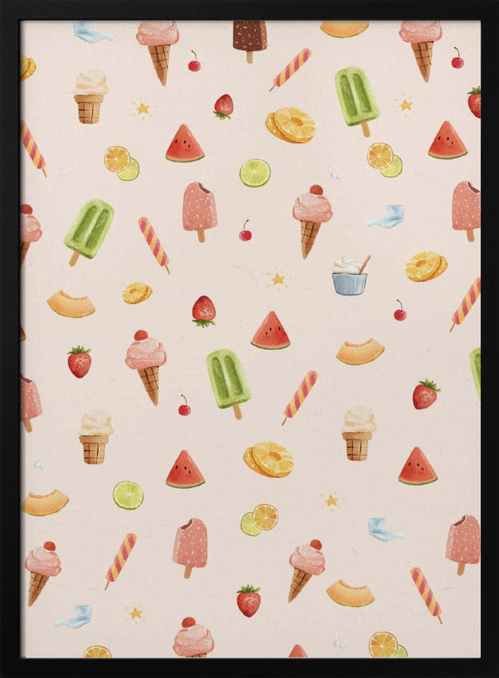 Sweet Ice Cream Pattern - Stretched Canvas or Fine Art Print