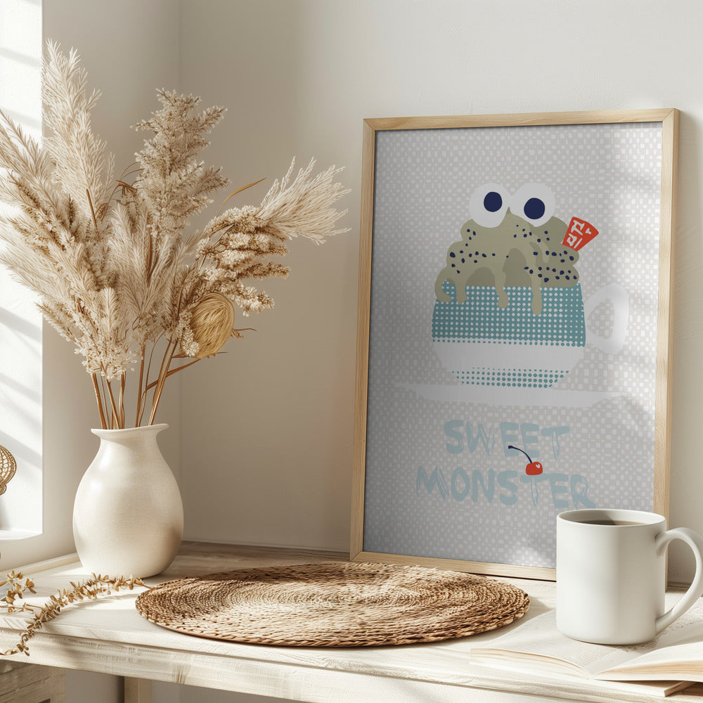 Sweet monster cupcake mint - Stretched Canvas, Poster or Fine Art Print I Heart Wall Art