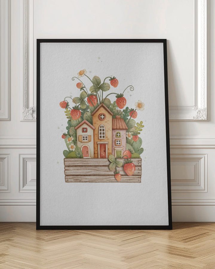 Sweet Strawberry House - Stretched Canvas, Poster or Fine Art Print I Heart Wall Art