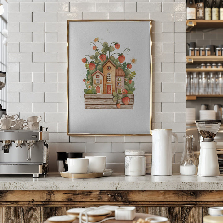 Sweet Strawberry House - Stretched Canvas, Poster or Fine Art Print I Heart Wall Art