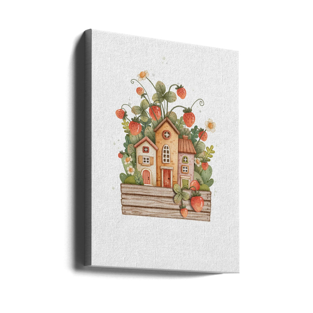 Sweet Strawberry House - Stretched Canvas, Poster or Fine Art Print I Heart Wall Art