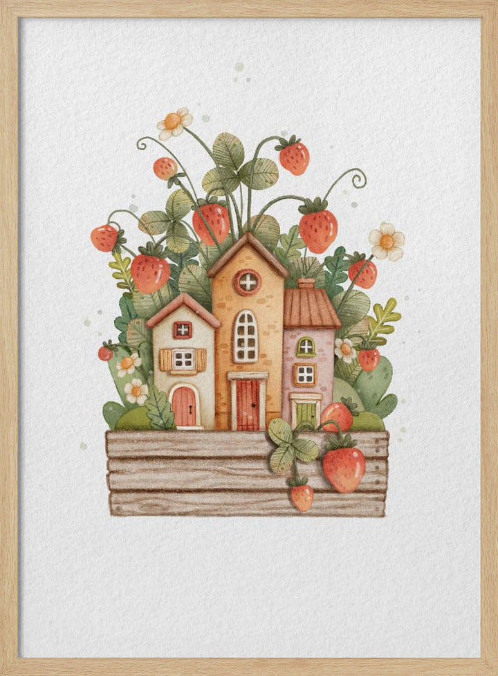 Sweet Strawberry House - Stretched Canvas, Poster or Fine Art Print I Heart Wall Art