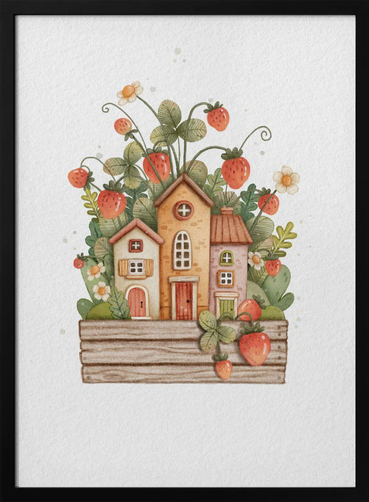 Sweet Strawberry House - Stretched Canvas, Poster or Fine Art Print I Heart Wall Art