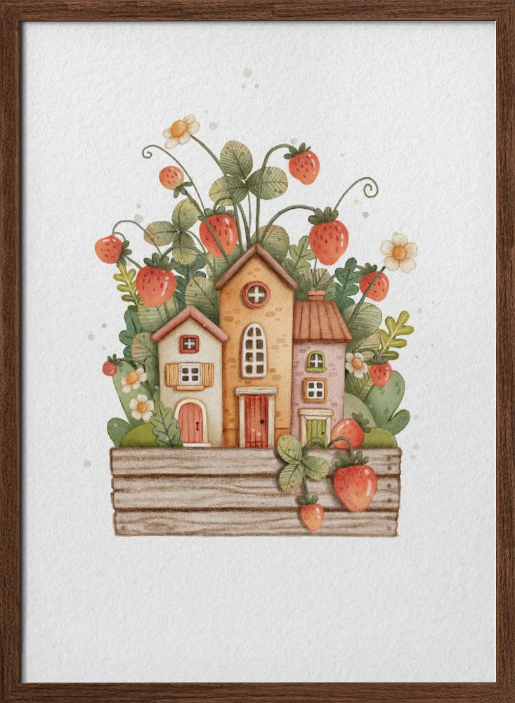 Sweet Strawberry House - Stretched Canvas, Poster or Fine Art Print I Heart Wall Art