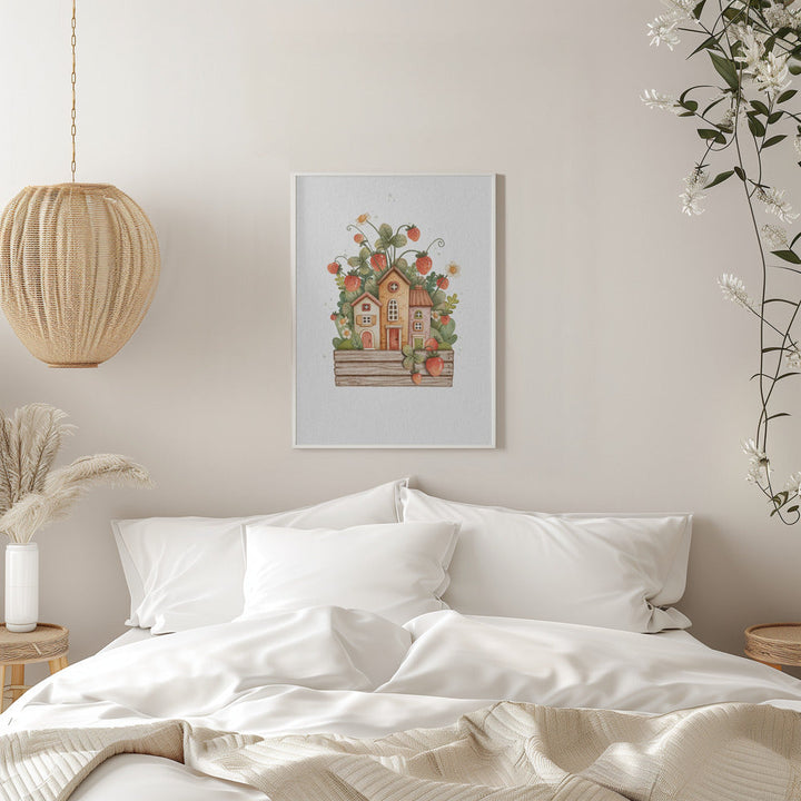 Sweet Strawberry House - Stretched Canvas, Poster or Fine Art Print I Heart Wall Art