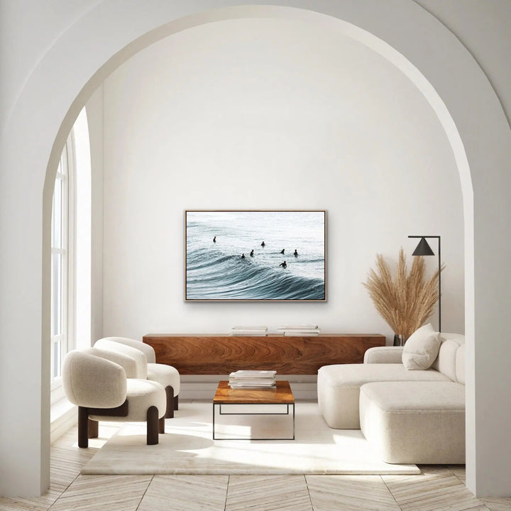 Swell - Photographic Surfer Stretched Canvas Print or Framed Fine Art Print - Artwork I Heart Wall Art Australia