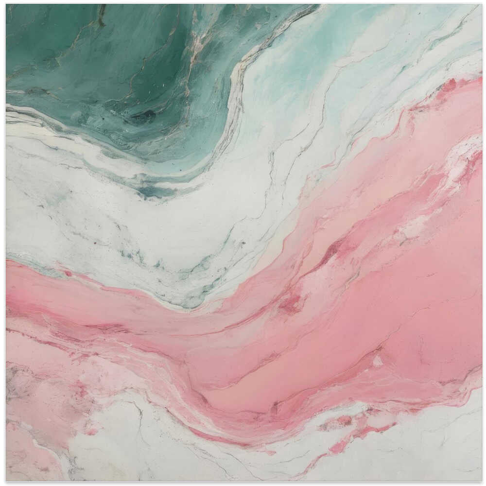 Swirling Pink Teal Marble - Square Stretched Canvas, Poster or Fine Art Print - I Heart Wall Art - Poster Print, Canvas Print or Framed Art Print