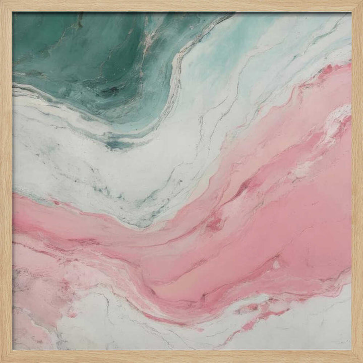 Swirling Pink Teal Marble - Square Stretched Canvas, Poster or Fine Art Print - I Heart Wall Art - Poster Print, Canvas Print or Framed Art Print