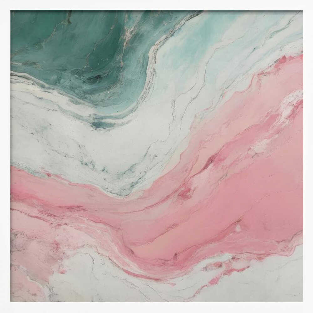 Swirling Pink Teal Marble - Square Stretched Canvas, Poster or Fine Art Print - I Heart Wall Art - Poster Print, Canvas Print or Framed Art Print