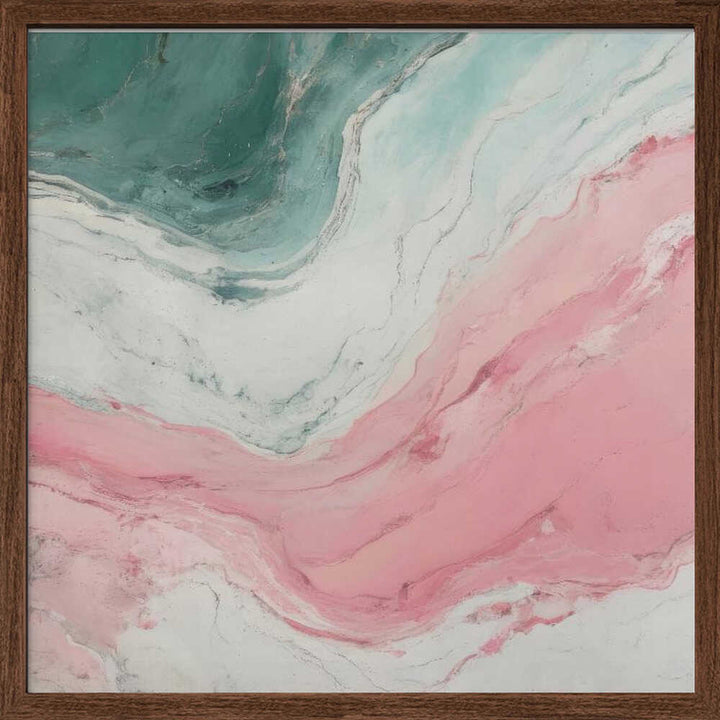 Swirling Pink Teal Marble - Square Stretched Canvas, Poster or Fine Art Print - I Heart Wall Art - Poster Print, Canvas Print or Framed Art Print