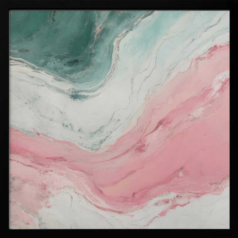 Swirling Pink Teal Marble - Square Stretched Canvas, Poster or Fine Art Print - I Heart Wall Art - Poster Print, Canvas Print or Framed Art Print