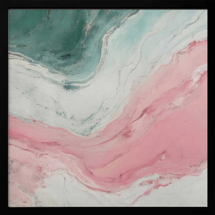 Swirling Pink Teal Marble - Square Stretched Canvas, Poster or Fine Art Print - I Heart Wall Art - Poster Print, Canvas Print or Framed Art Print