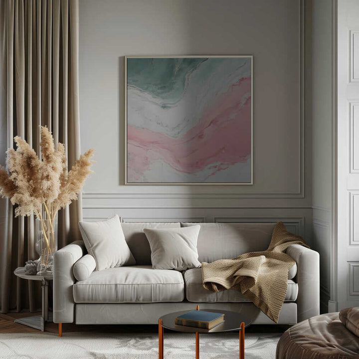 Swirling Pink Teal Marble - Square Stretched Canvas, Poster or Fine Art Print - I Heart Wall Art - Poster Print, Canvas Print or Framed Art Print