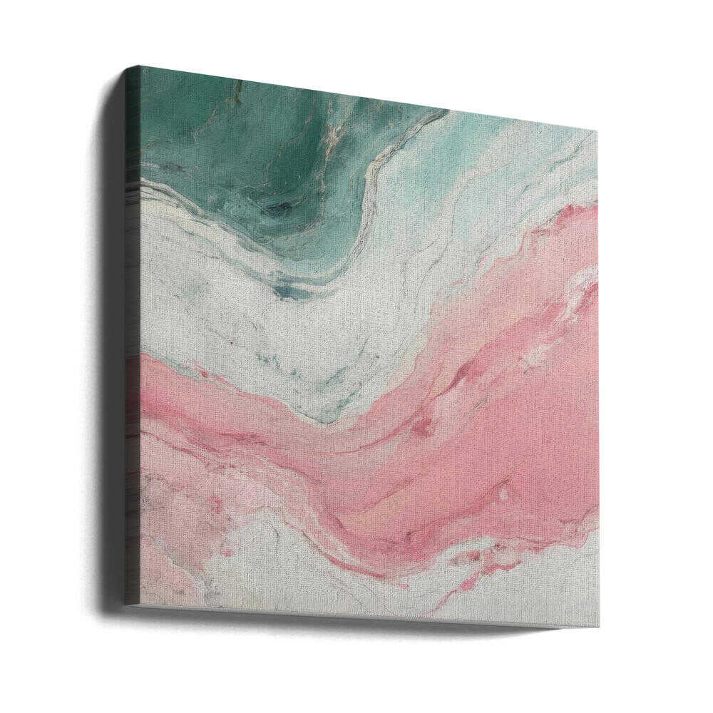 Swirling Pink Teal Marble - Square Stretched Canvas, Poster or Fine Art Print - I Heart Wall Art - Poster Print, Canvas Print or Framed Art Print