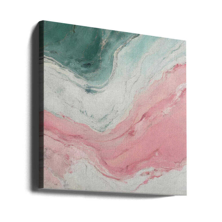 Swirling Pink Teal Marble - Square Stretched Canvas, Poster or Fine Art Print - I Heart Wall Art - Poster Print, Canvas Print or Framed Art Print