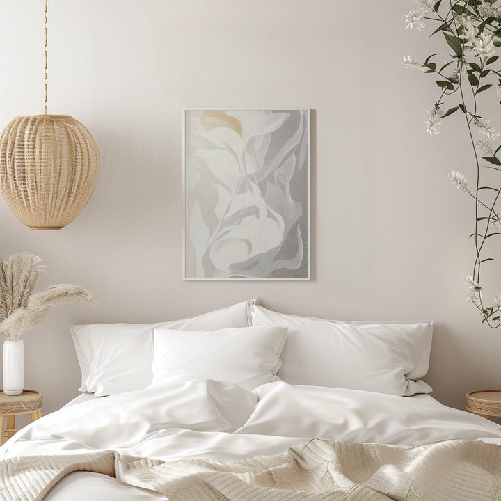 Swirling White and Gray Lines - Stretched Canvas, Poster or Fine Art Print - I Heart Wall Art - Poster Print, Canvas Print or Framed Art Print