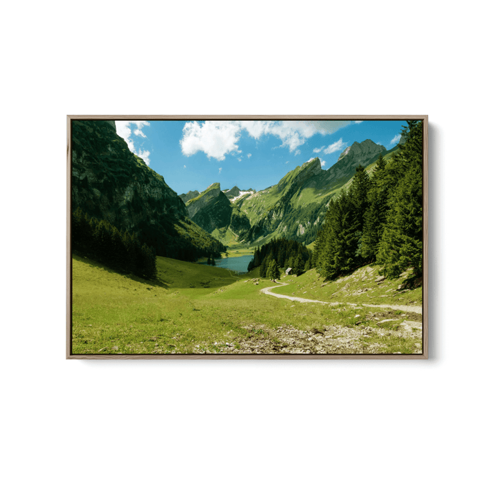 Swiss Lake - Mountain Nature Landscape Stretched Canvas or Fine Art Print - I Heart Wall Art - Poster Print, Canvas Print or Framed Art Print