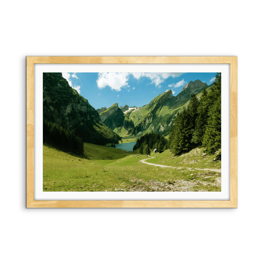Swiss Lake - Mountain Nature Landscape Stretched Canvas or Fine Art Print - I Heart Wall Art - Poster Print, Canvas Print or Framed Art Print