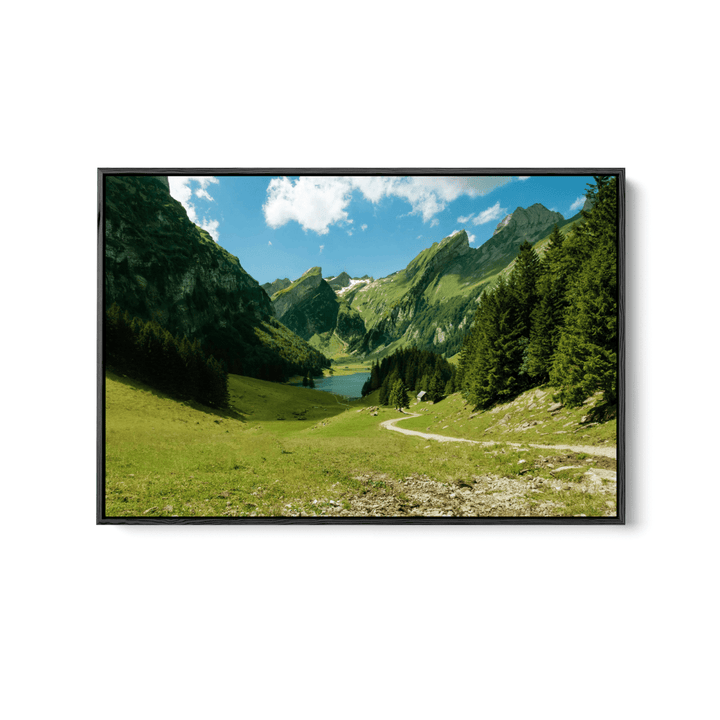 Swiss Lake - Mountain Nature Landscape Stretched Canvas or Fine Art Print - I Heart Wall Art - Poster Print, Canvas Print or Framed Art Print