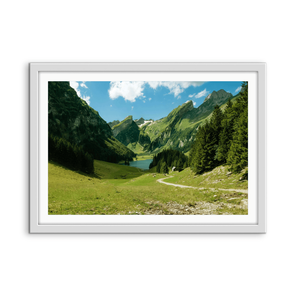 Swiss Lake - Mountain Nature Landscape Stretched Canvas or Fine Art Print - I Heart Wall Art - Poster Print, Canvas Print or Framed Art Print