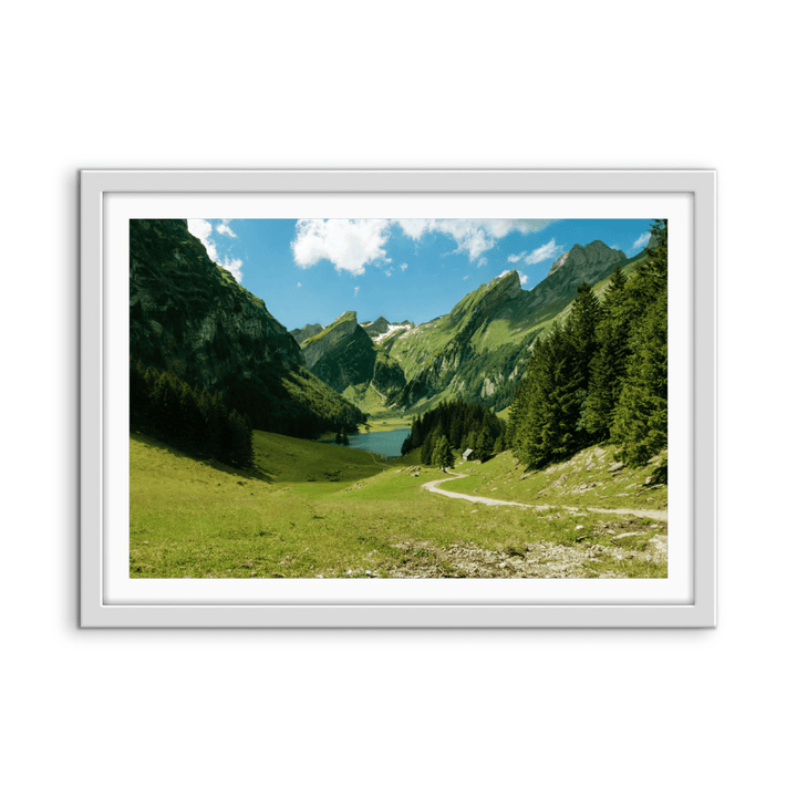 Swiss Lake - Mountain Nature Landscape Stretched Canvas or Fine Art Print - I Heart Wall Art - Poster Print, Canvas Print or Framed Art Print