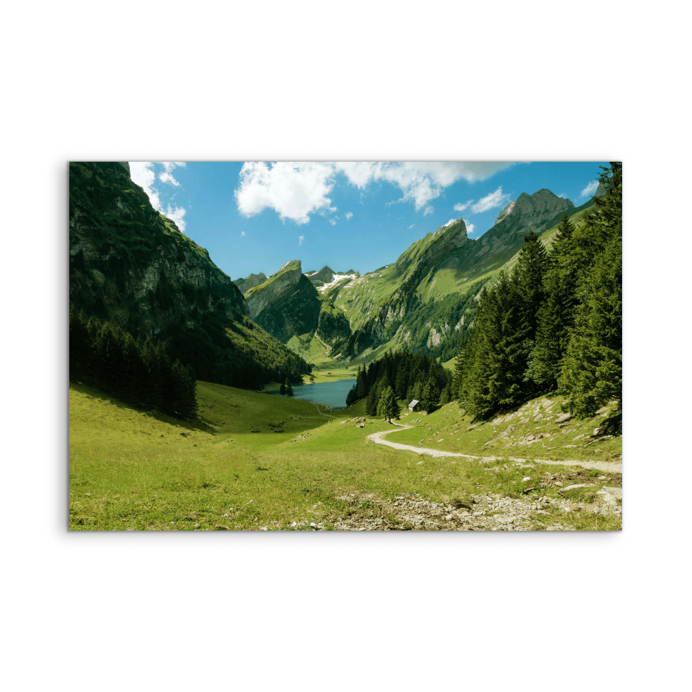 Swiss Lake - Mountain Nature Landscape Stretched Canvas or Fine Art Print - I Heart Wall Art - Poster Print, Canvas Print or Framed Art Print
