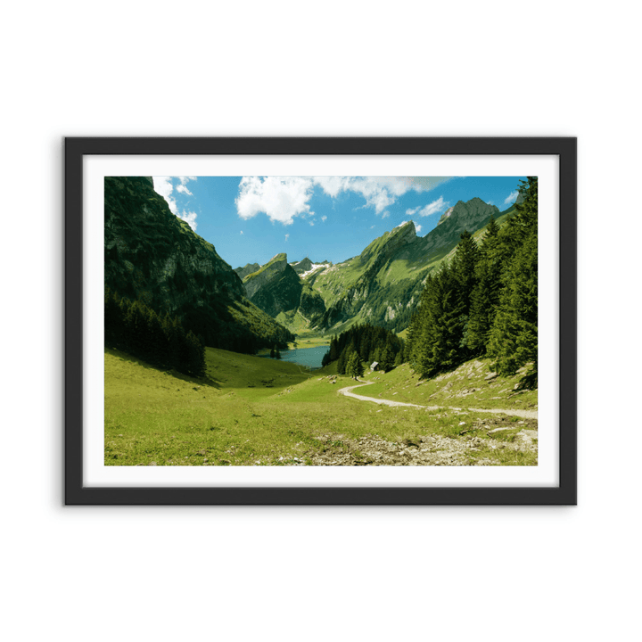 Swiss Lake - Mountain Nature Landscape Stretched Canvas or Fine Art Print - I Heart Wall Art - Poster Print, Canvas Print or Framed Art Print