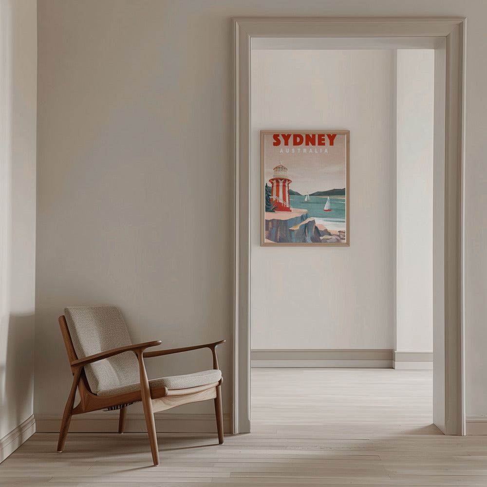 Sydney Australia Lighthouse Nautical Travel Art - Stretched Canvas, Poster or Fine Art Print I Heart Wall Art