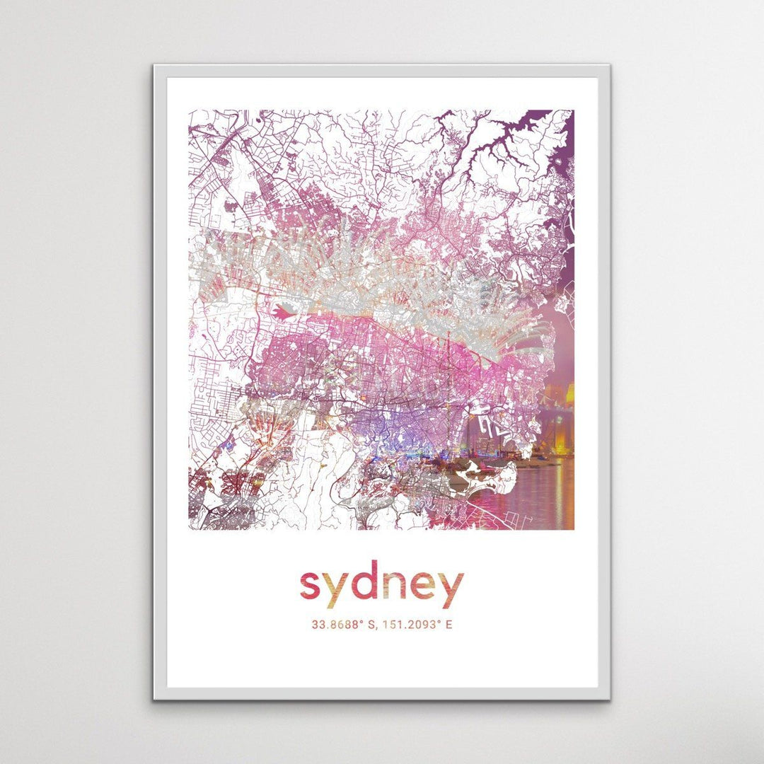 Sydney Skyline Map - I Heart Wall Art