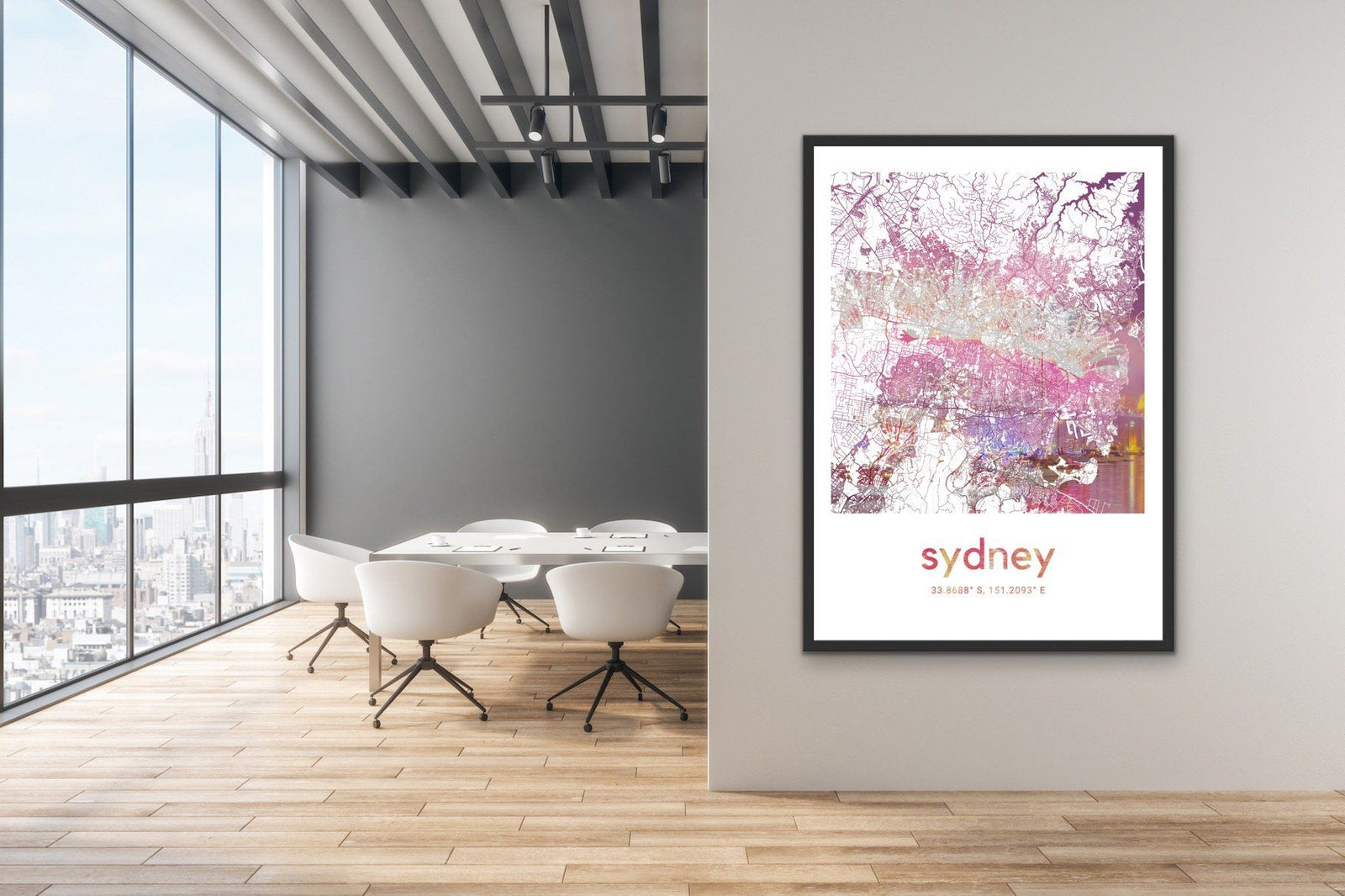 Sydney Skyline Map - I Heart Wall Art