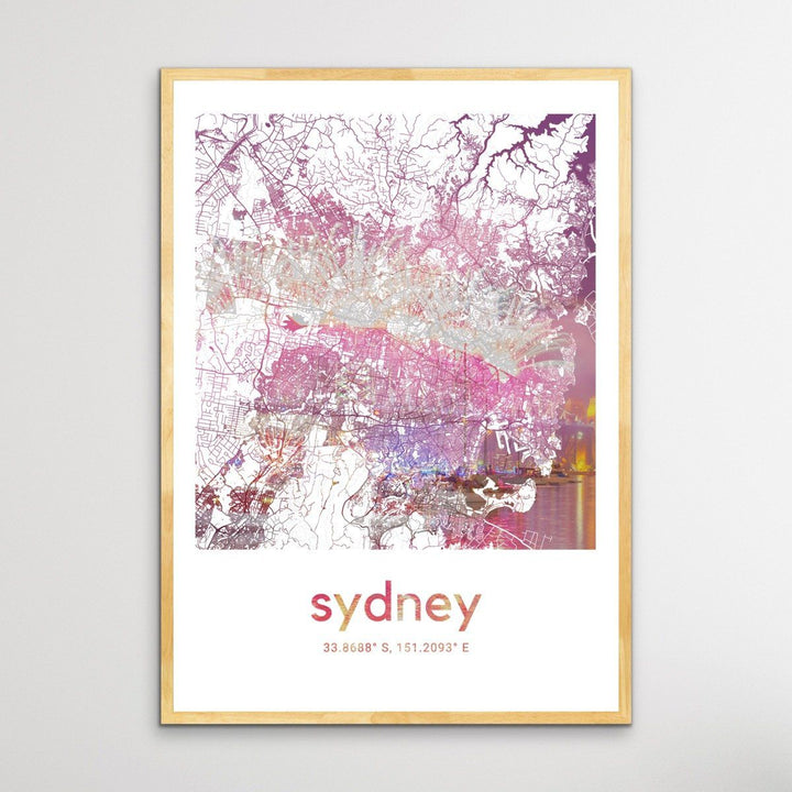 Sydney Skyline Map - I Heart Wall Art