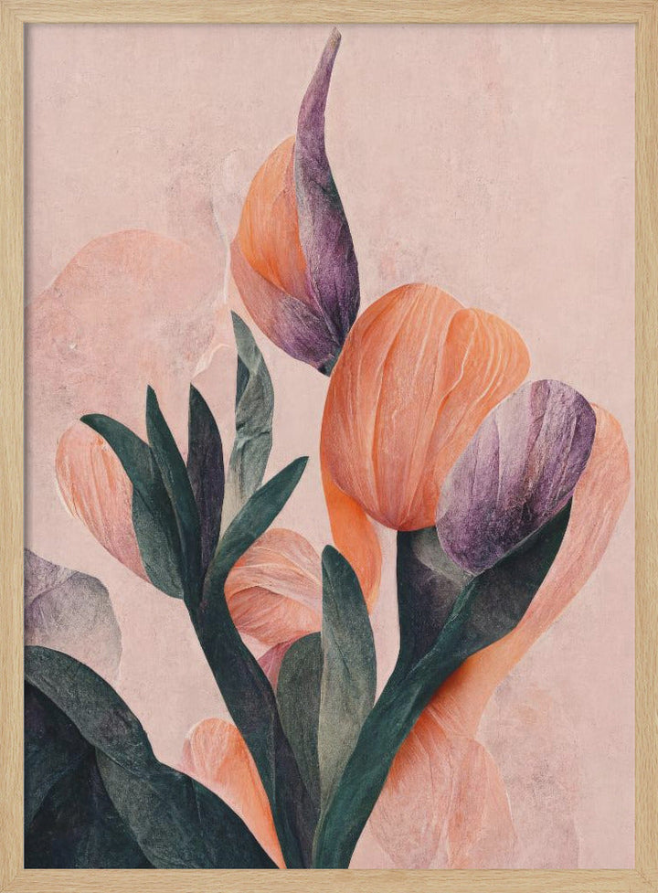 Tangelo Tulips No 2 - Stretched Canvas, Poster or Fine Art Print I Heart Wall Art